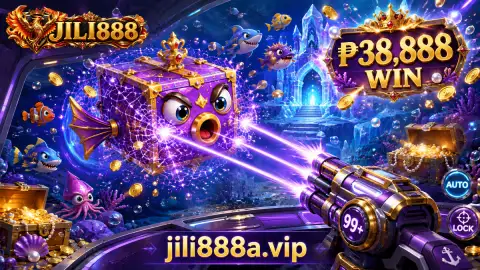 Large sea dragon crowding the JILI888 fishing field amid gold beams and ruby light effects