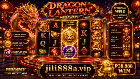 Golden wheel feature screen taking over the JILI888 slot cabinet after matching symbol cues